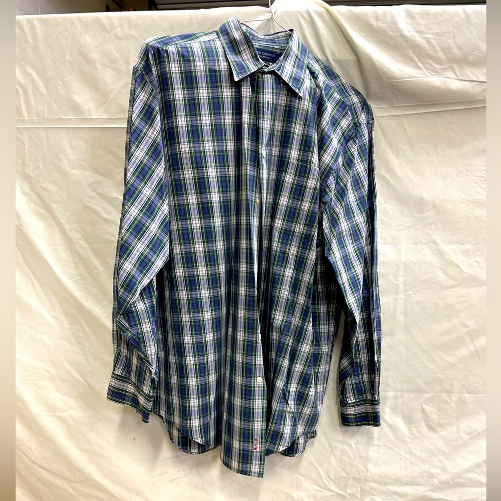 Daniel Cremieux 100% Cotton Men’s Button Down Shirt Blue Green White Mens XL